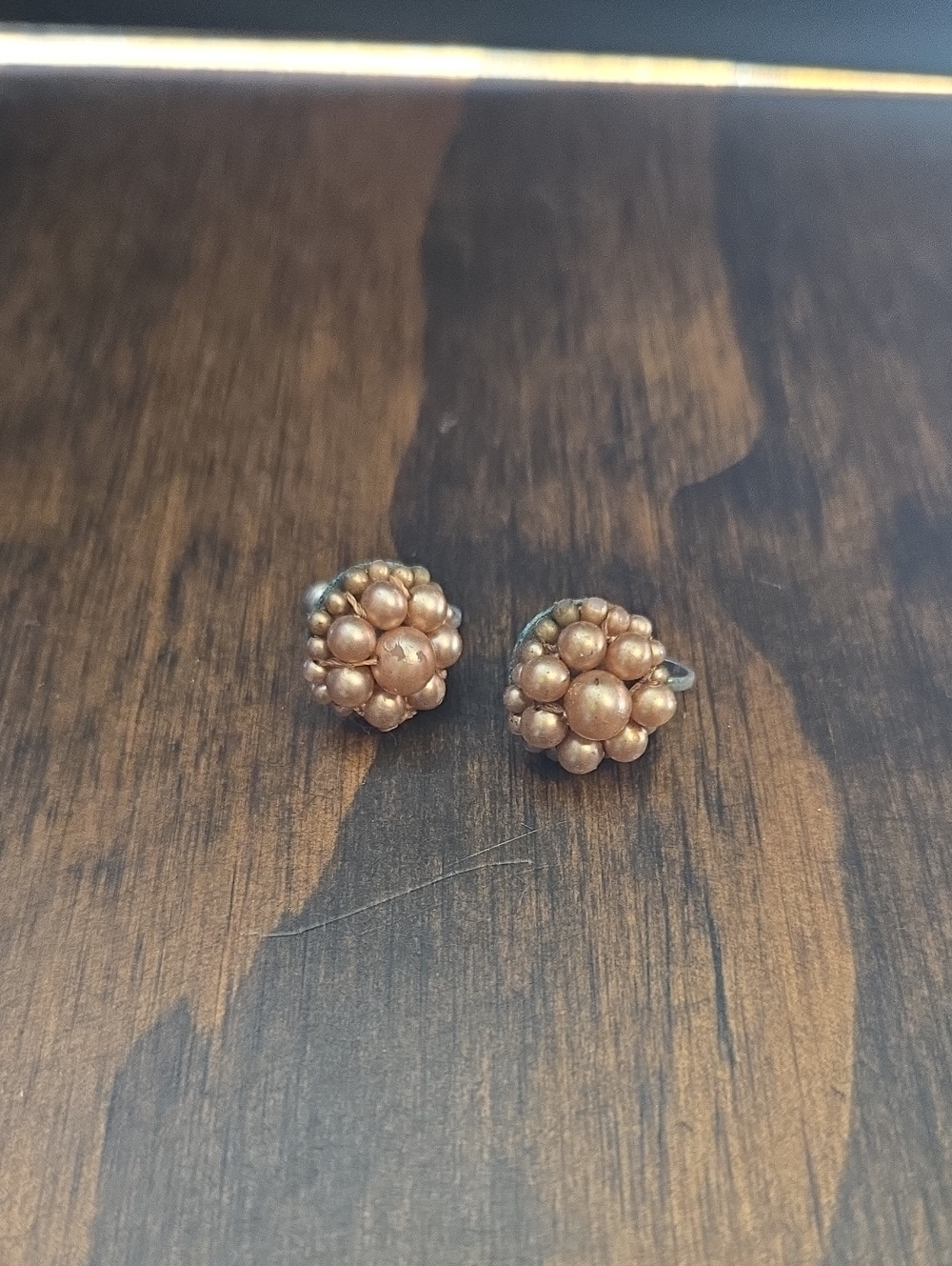 Gold Tone Cluster Stud Clip On Earrings